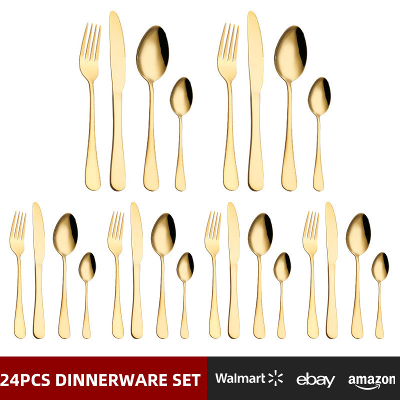 2026 new cross-border stainless steel cutlery set, 1010 hotel-style Western dining set, steak knife and fork, dessert spoon, 24-piece set 2026 new cross-border stainless steel cutlery set, 1010 hotel-style Western dining set, steak knife and fork, dessert spoon, 24-piece set