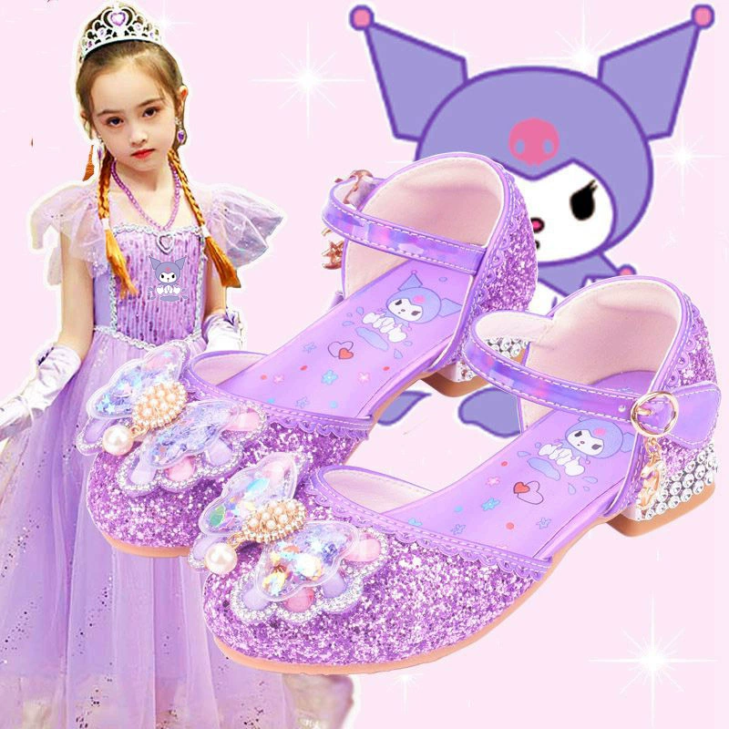 Куломи для девочек на высоких каблуках полупанки принцессы сандалии горячие продажи для девочек в одиночных туфлях от 3 до 12 лет