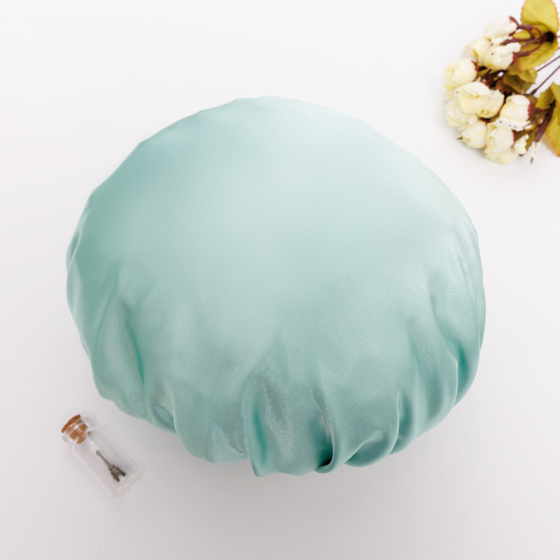 Gorro de Ducha de Doble Capa de Imitación de Seda con Banda Elástica y Hebilla, Ajustable para Viajes y Baño en Casa, Gorro para el Cuidado del Cabello para Mujer