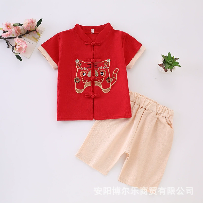 Children's summer clothing for boys, Hanfu, summer retro thin set, Chinese style