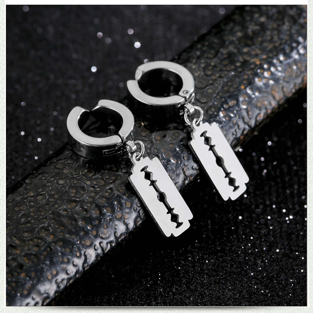 punk style blade shape pendant stainless steel mens earringspicture3