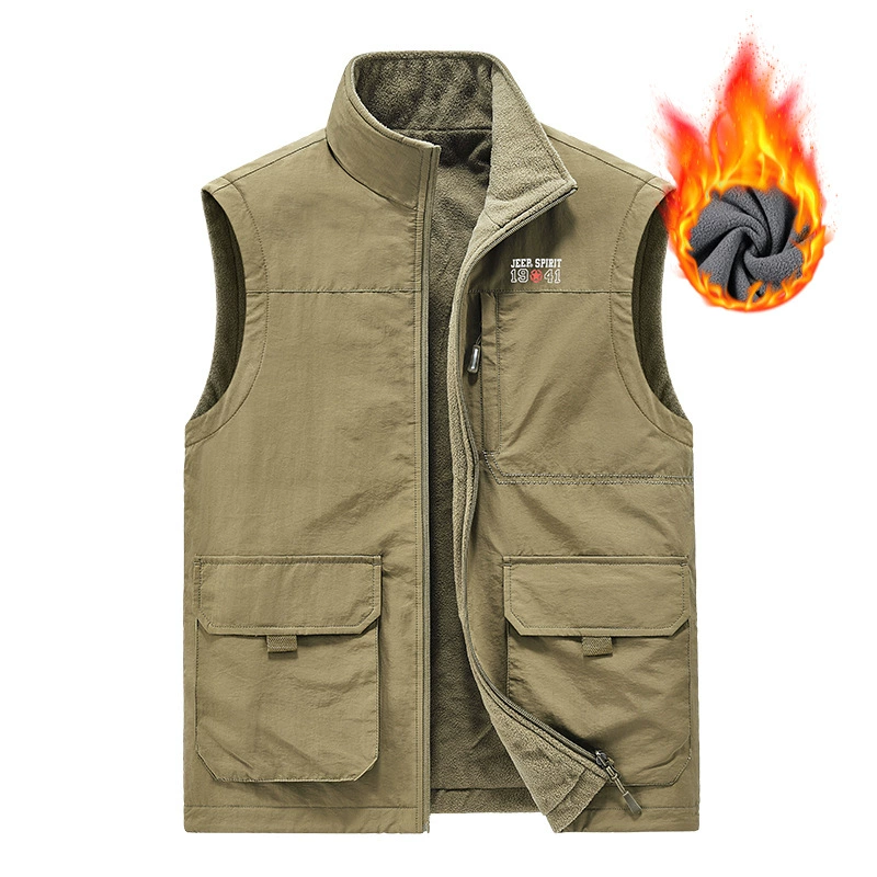 Осень-зима 2023, модный повседневный жилет с несколькими карманами для рыбалки, мужская бархатная куртка, жилет для фотосъемки, мужской 23515AJP