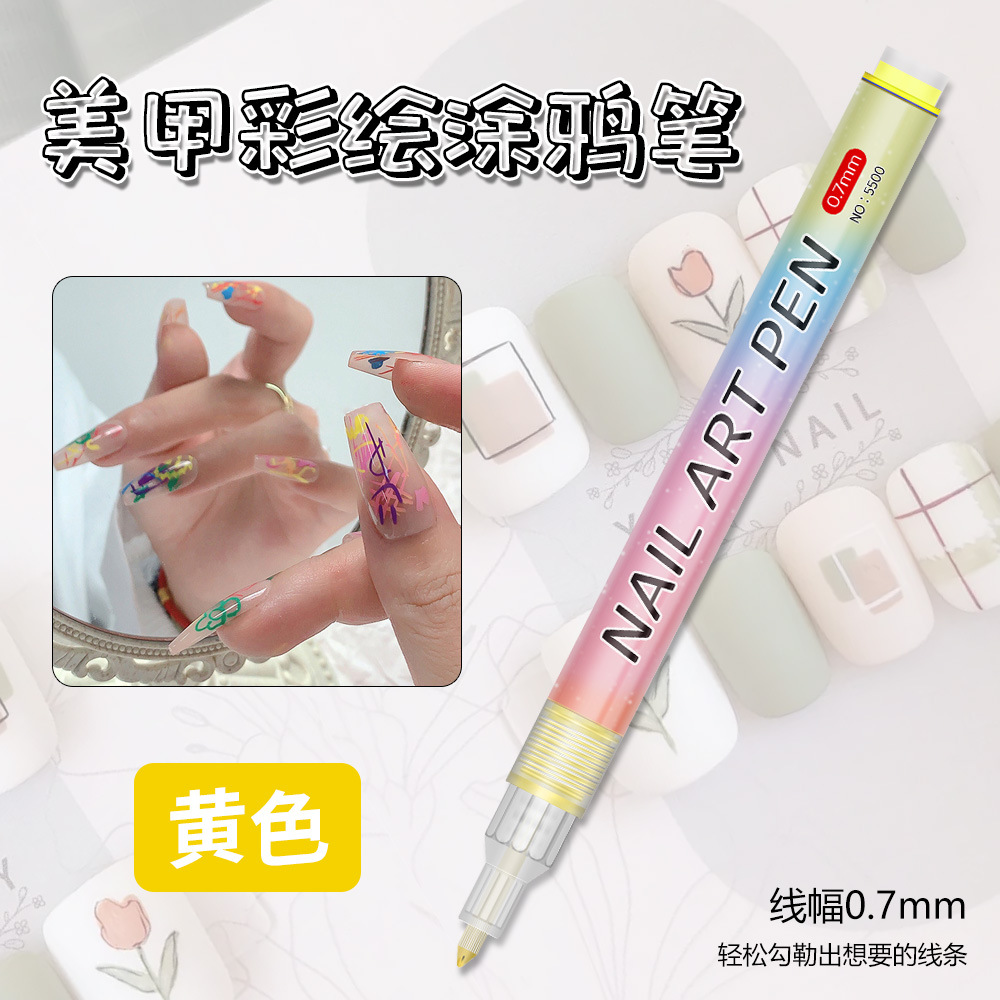 Nuevo lápiz de graffiti transfronterizo de uñas DIY lápiz de marca de secado rápido colorido de dibujo de gancho de línea de uñas lápiz de pintura