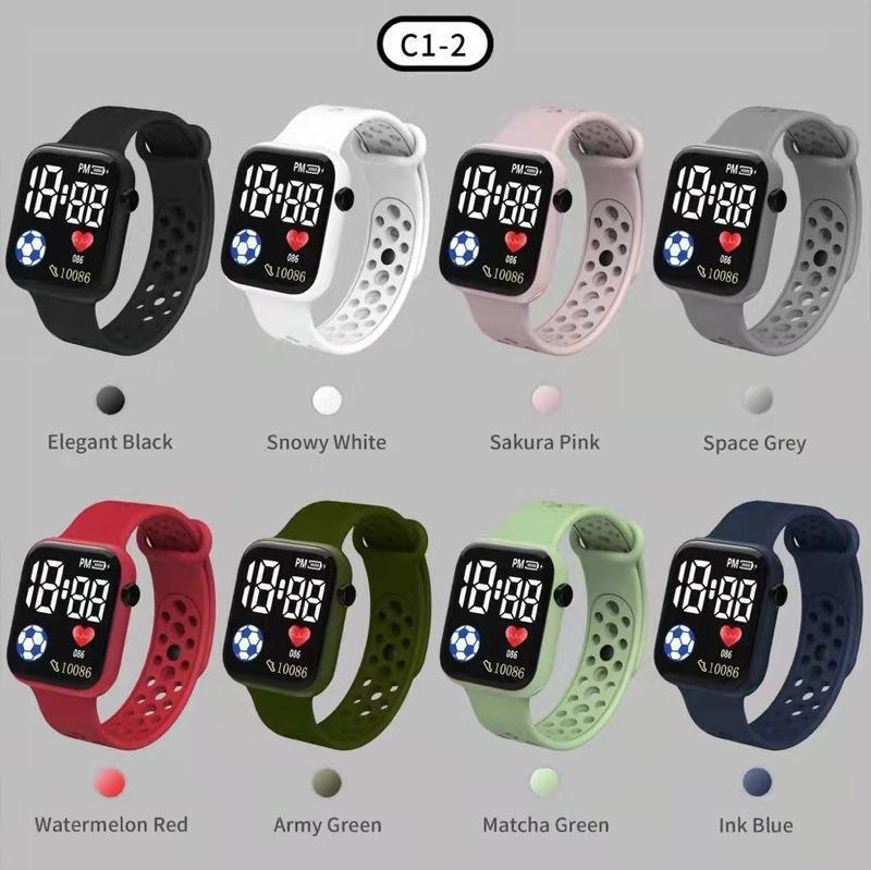 New Led Digital Watch C1-2 Football Style Square Apple Waterproof Digital Sports Student Led Digital Watch New Led Digital Watch C1-2 Football Style Square Apple Waterproof Digital Sports Student Led Digital Watch