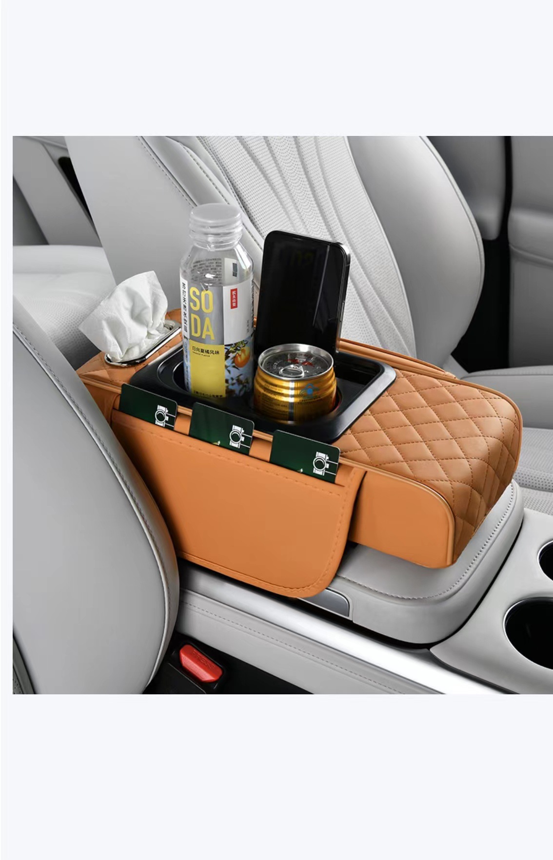 Z4P Car Armrest Box Pad Hei Pad small size 4-in -1 Car Tissue Box Storage Bag Water Cup Holder Multifunctional