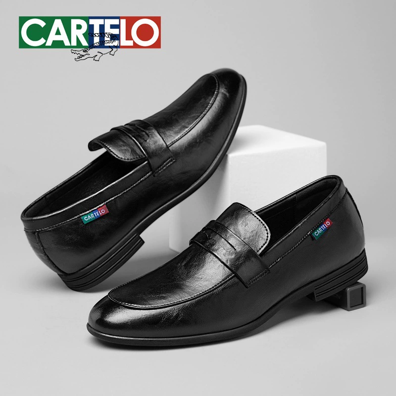 Формальная кожаная обувь для мужчин 2025 новый летний кожаный дышащий английский бизнес один педаль мужская обувь повседневная Lefu обувь