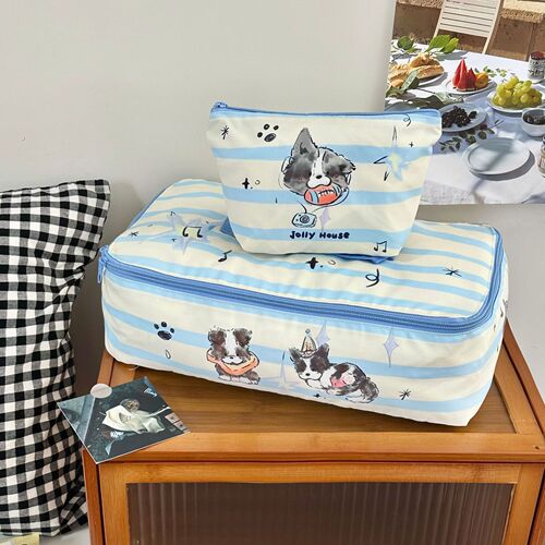 Cute Music Border Collie Travel Storage Bag, Clothes Organizer Bag, Suitcase Clothes Packing Set, Travel Four-Piece Set