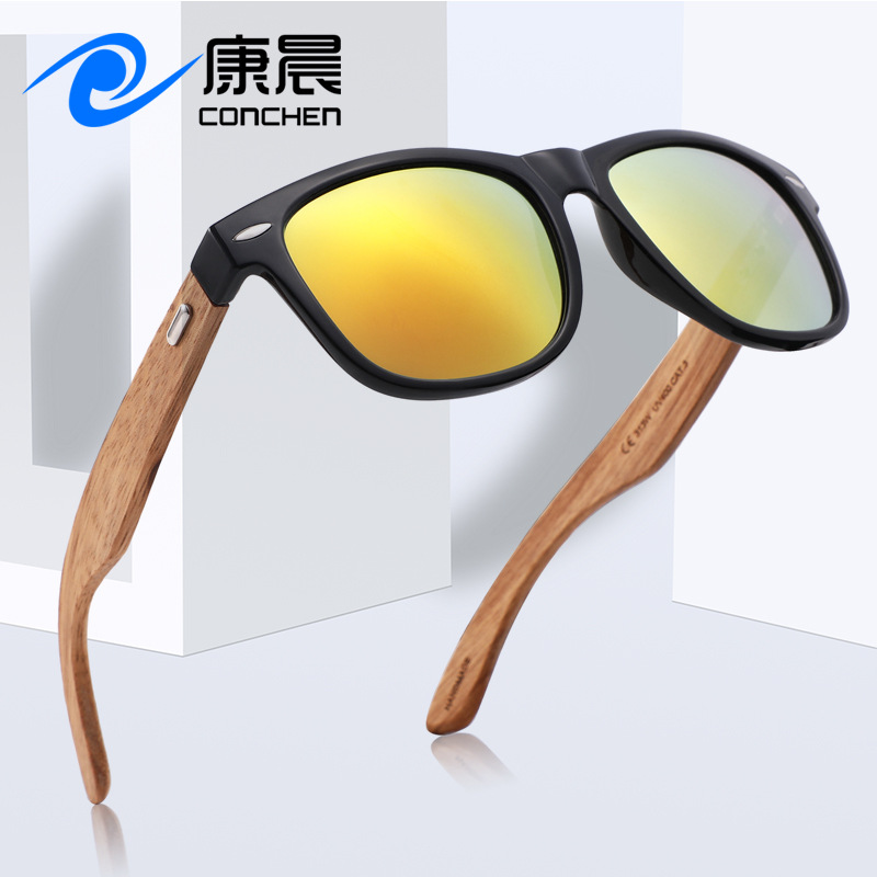 Factory direct rice nail zebra wood glasses European and American retro wood grain cross-border sunglasses handmade wooden feet sunglasses