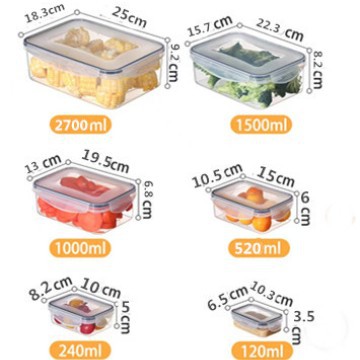 Refrigerador de cocina transfronteriza caja de preservación rectangular caja de almuerzo 6 juegos de alta capacidad sellada caja de almacenamiento de frutas de grado alimenticio