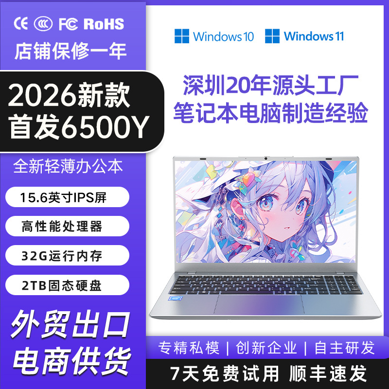 Ultra-Thin and Light Portable Laptop Computer Pentium 6500Y High Configuration Laptop Computer Dedicated for Business Office