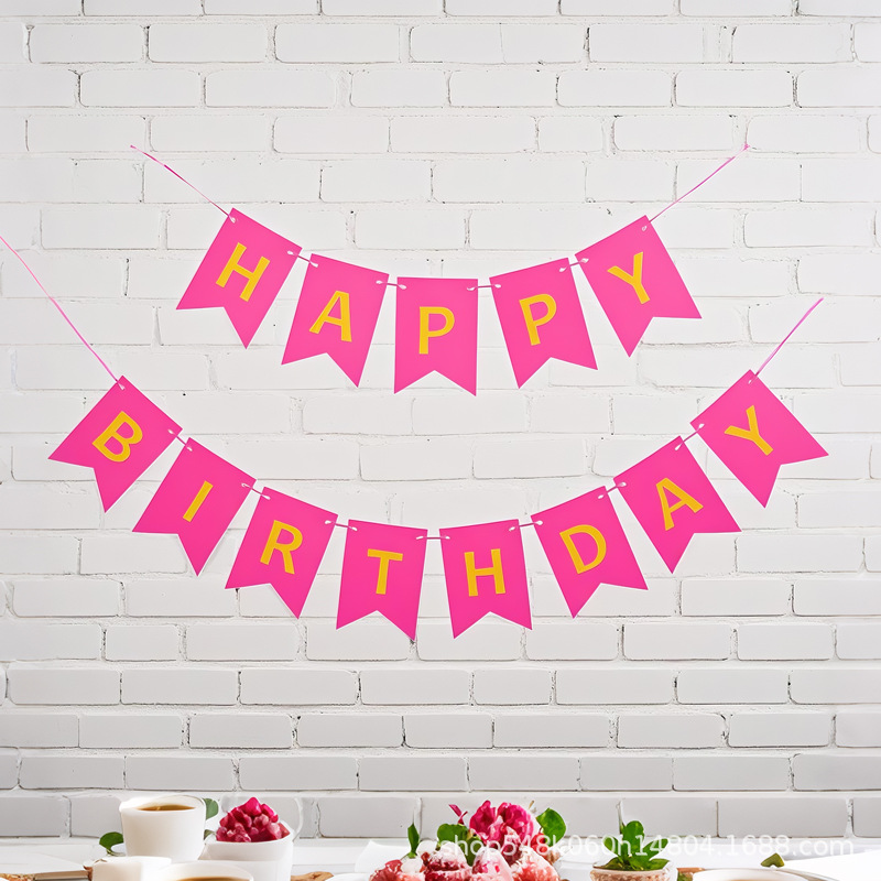 Bronceado en inglés feliz cumpleaños cola de golondrina tira de la bandera Fiesta de la fiesta Alfabeto de la bandera de la bandera de la flor tira de la decoración de la fiesta