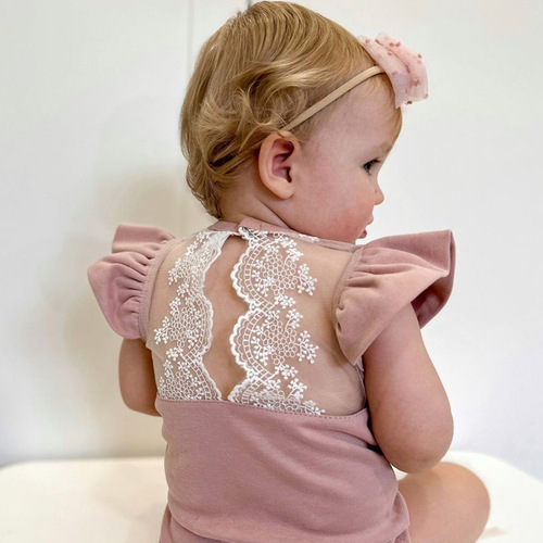 Newborn Baby Girls' Summer Thin Cotton Sleeveless Sweet Lace Trim Ruffled Hollow Triangle Crawling Romper