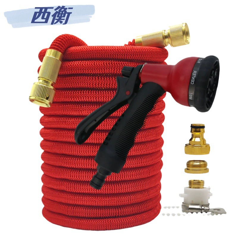 Производитель поставляет универсальный водяной пистолет высокого давления для автомойки для полива цветов, волшебный телескопический волшебный 3-кратный телескопический набор красного цвета.