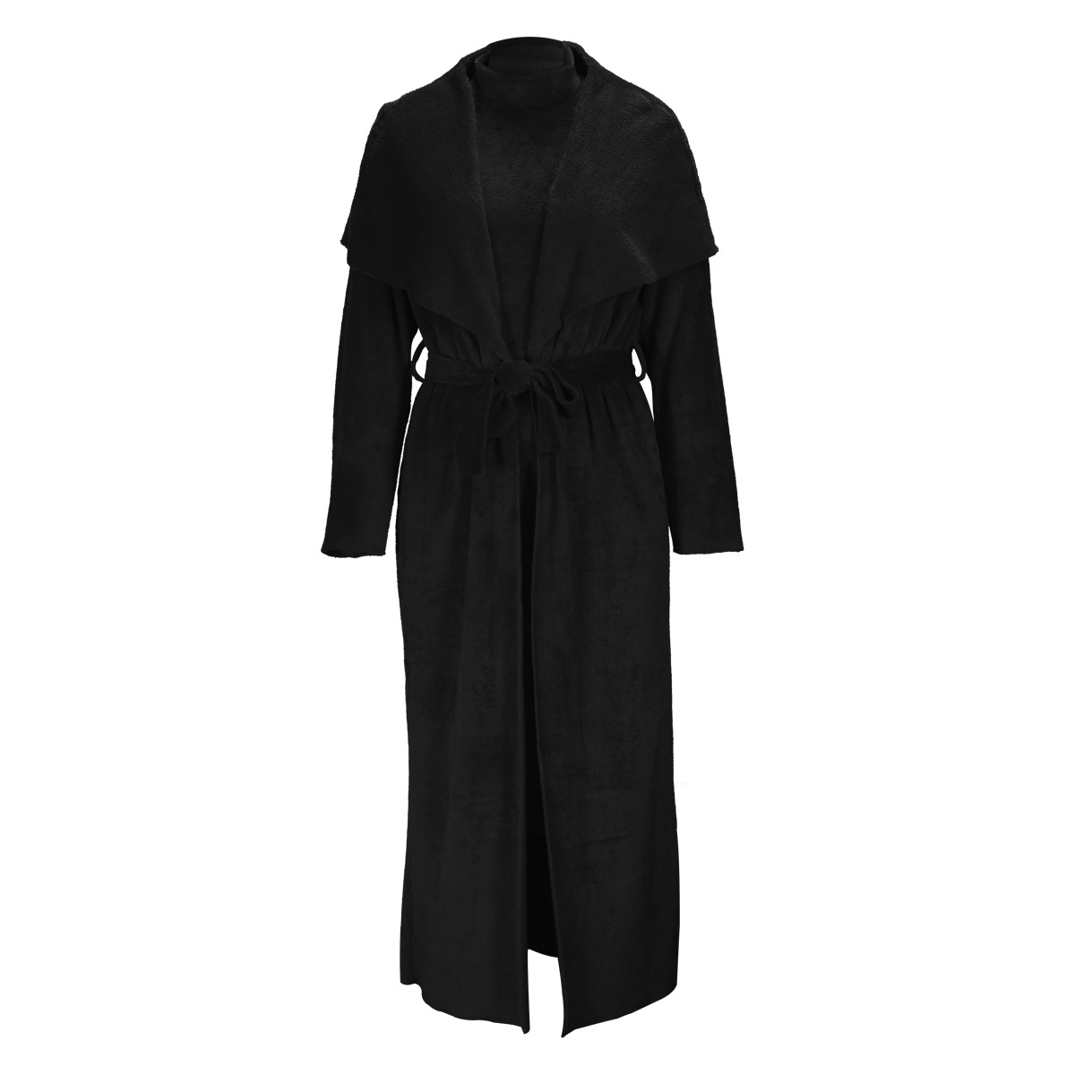 Completo due pezzi donna vestito in velluto e cardigan lungo_voghion.com