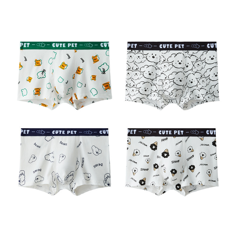 Men's Underwear, Small Dog Gift for Boyfriend, Cotton Black and White Cute Cartoon Boy Boxer Briefs, Boxer Briefs