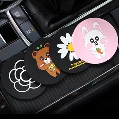 Creative and Cute Daisy Tea Flower Car Cup Mat, Anti-Slip Silicone Car Decorative Item