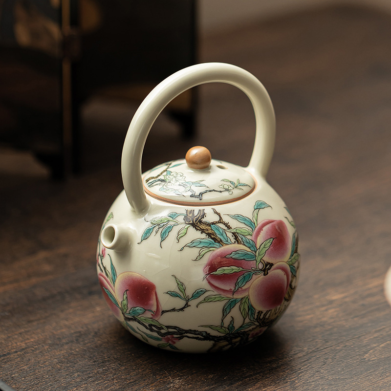 Antique retro ceramic teapot for home use, capacious tea