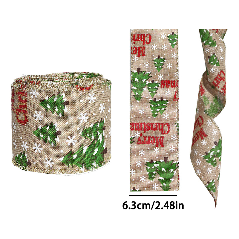クロスボーダー新しいクリスマス模造リネンリボン装飾クリスマスツリー DIY リボンギフトボックスパーティーギフト装飾リボン|undefined