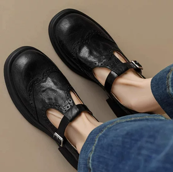 In Stock 2025 New Spring and Autumn Women's Shoes Buckle Strap Shoes Single Shoes Small Leather Shoes