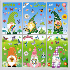 Cross-border Amazon Spring Spring Sticker Electrostatic Window Sticker, Dwarf Dwarf Butterfly Decorative Sticker