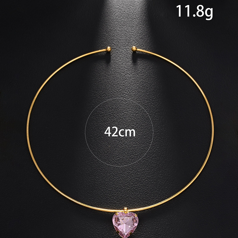 Amazon venta caliente collar colgante en forma de corazón temperamento de moda rosa amor cadena de clavícula diaria necklace