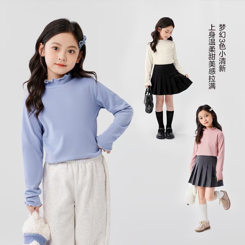 儿童打底衫女童半高领长袖上衣秋冬百搭保暖内衣女宝洋气内搭打底|undefined