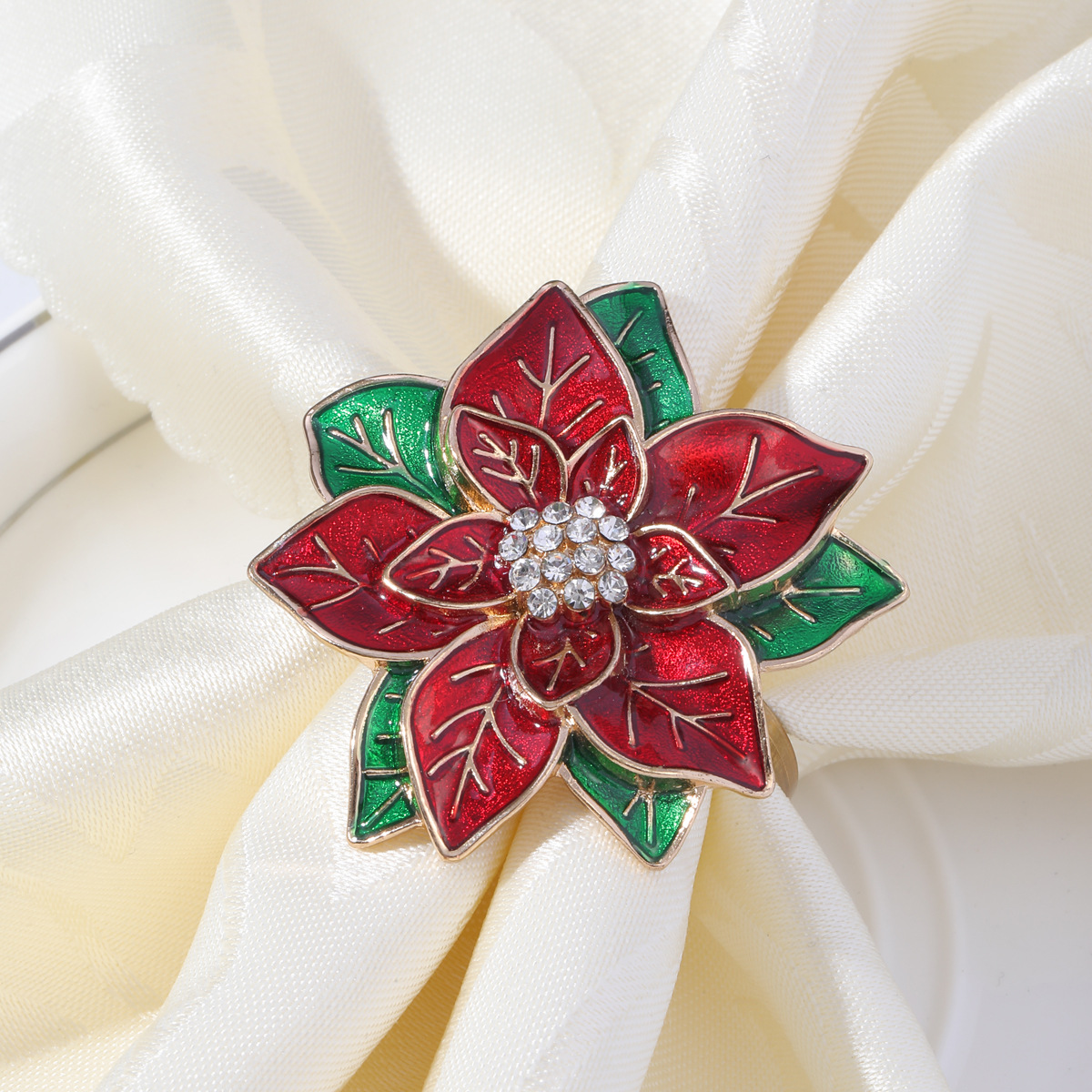 Christmas, Banquet, Daily Occasion Christmas Casual Elegant Pastoral Flower Alloy Napkin Rings 1 Piece