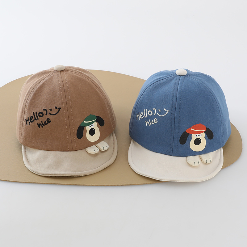 Sombreros para bebés primavera y otoño lindos dibujos animados perros suaves gorra de lengua primavera delgada gorra respirada para niños bebés