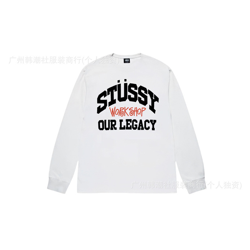 25S跨境斯图西长袖印花t恤美式潮牌STUSSY圆筒布休闲宽松男女同款|undefined