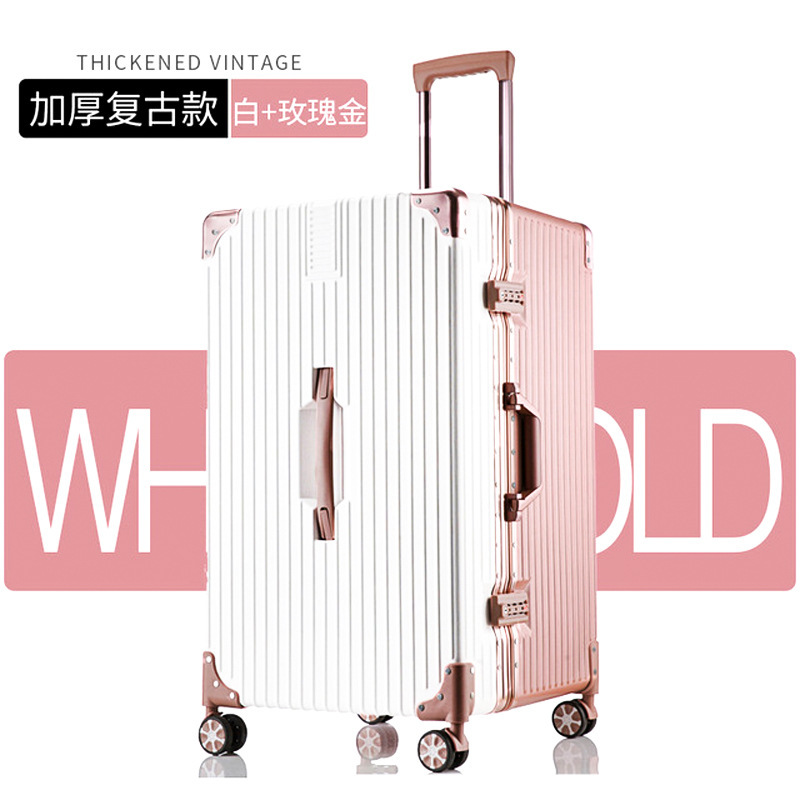 Maleta con ruedas de aluminio para mujer, resistente y duradera, maleta de embarque de viaje con contraseña de gran capacidad para estudiantes varones