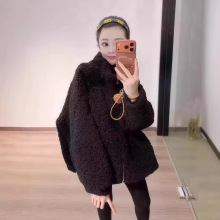 皮毛一体羊羔毛上衣绒绒毛毛外套女2025新款冬季加厚立领休闲百搭