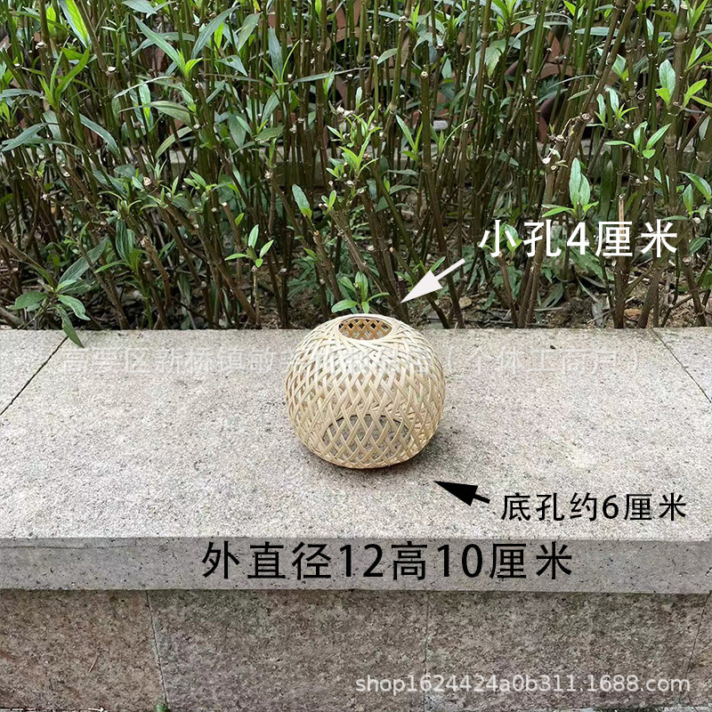 Buca linterna de bambú hecha a mano pura lámpara candelabro en el hogar decoración de ocio Zen retro con soporte de lámpara