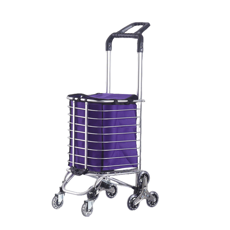 Carrito de compras plegable para comestibles, ligero y portátil, de aleación de aluminio.
