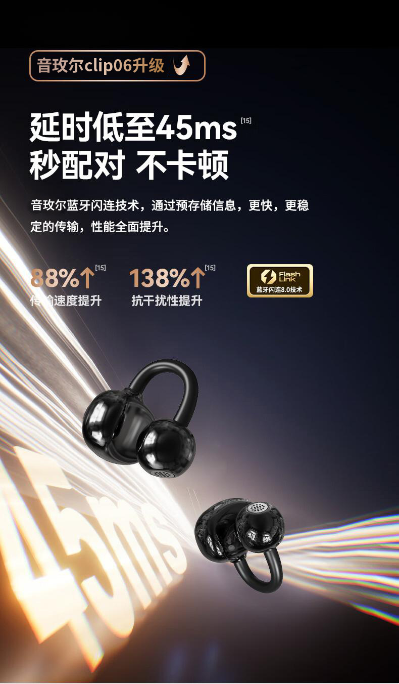 Minimalist U53 Bone Conduction Ear Clip Bluetooth Wireless Headphones High Appearance High Sound Quality Long Battery Life Noise Cancellation Universal