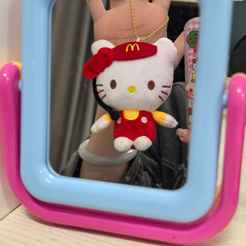 黑色草帽kitty帽宝宝挂件爱心扣公仔玩偶可爱赫本风挂饰钥匙扣|undefined