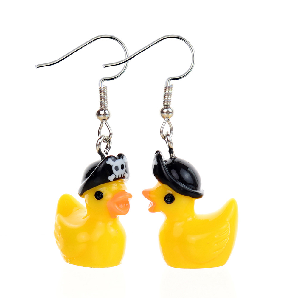 12g Weight Iron Ear Needle Material Drop Earrings, Earrings, Ear hook Classification 1 Pair Quantity Daily, Street Occasion Resin Material Halloween Festival Cartoon, Duck Pattern All Seasons Season Women's Gender Cute Style 1 Pair Cute Cartoon Duck Resin Women's Drop Earrings Earrings Ear Hook 1