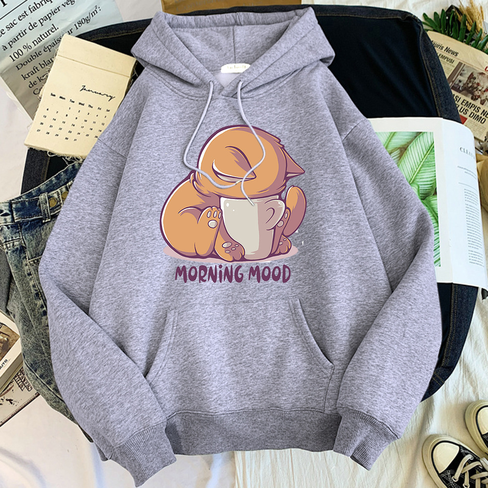 Comercio exterior AliExpress tallas grandes mujeres otoño más terciopelo invierno dibujos animados animales lindos más terciopelo suéter con capucha chaqueta sudadera con capucha