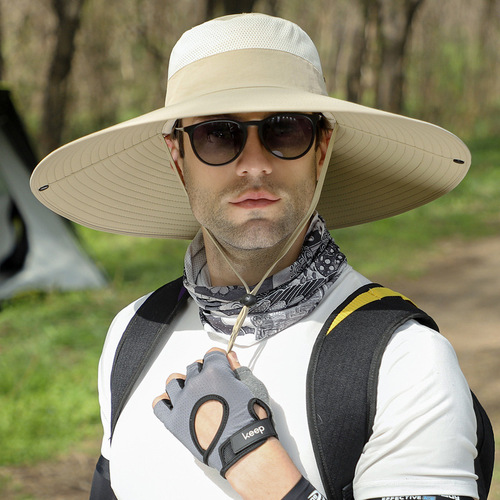 Large Brim Sun Hat for Men, Summer Breathable Face Covering Fisherman Hat for Outdoor Leisure, Unisex Order Factory Store