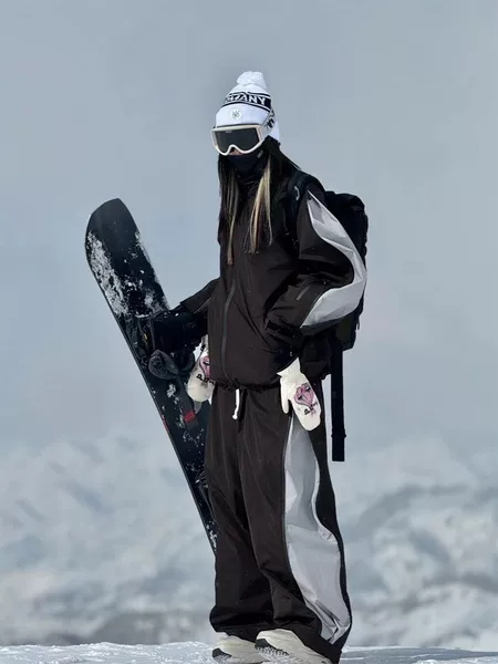 Ldab Black Ski Jacket for Women 2026 New Style Windproof and Waterproof Design Double-Layer Thickened Snow Jacket