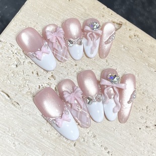 Shanghai Sweetheart Purely Handmade Wearable Nails Nude Cat Eyes Whitening High-End Nail Patch Wearable Removable Manicure