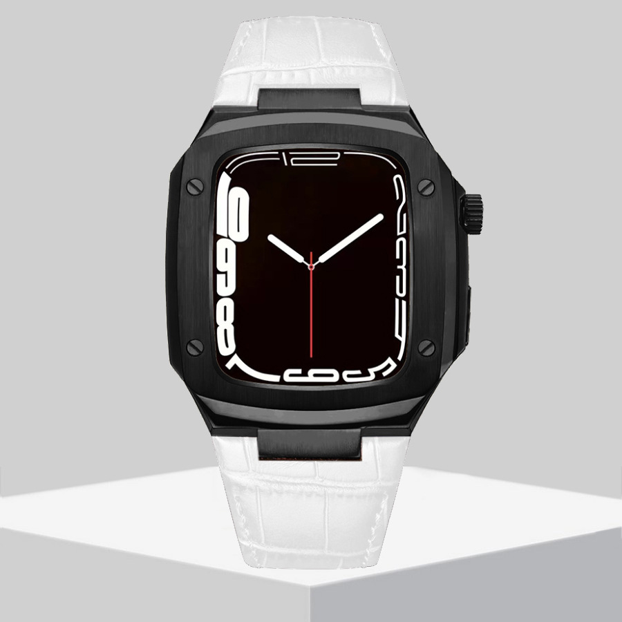 Aplicable applewatch7 correa de reloj Apple Caja Acero inoxidable uno cuero oficial hombres y mujeres 40/41