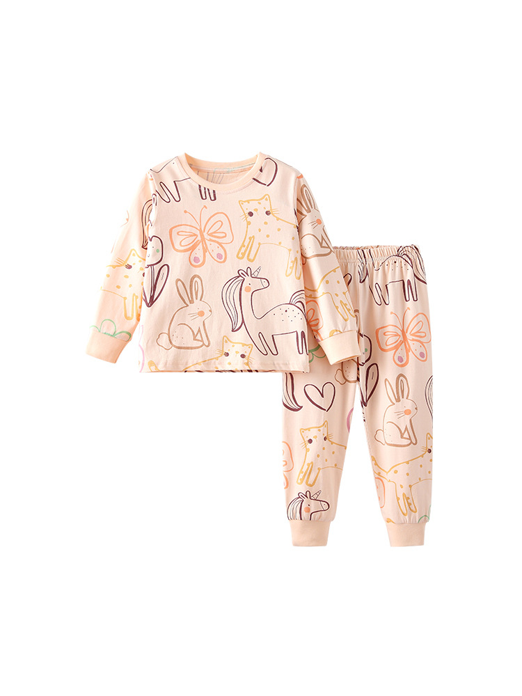 Malwee transfronterizo conjunto de niñas otoño y invierno nuevo estilo europeo y americano de niños de cuello redondo de manga larga ropa doméstica de dos piezas