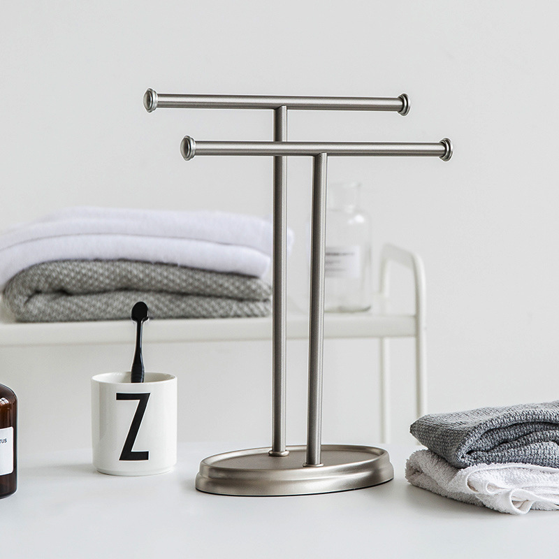 Pam Double-step Towel Rack Stainless Steel Bathroom Punch-free Storage Rack Hanger Toilet Towel Bar Internet Celebrity Light Luxury