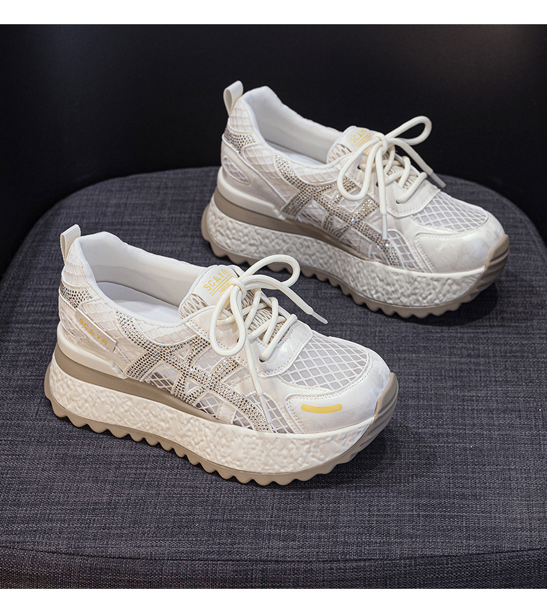 Giày sneaker nữ đế dày lưới thoáng khí phong cách thể thao — Xám 5073, Mơ 5073, Vàng 5073 chi tiết 16