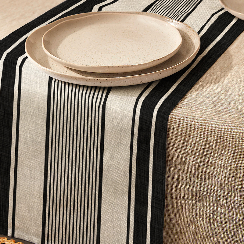 110g Weight Tablecloths Home Textiles & Decor Type cotton and linen, Polyester Material Stripe, Plant Pattern Elegant, Simple Style Style Elegant Simple Style Stripe Plant Cotton And Linen Polyester Tablecloths 12