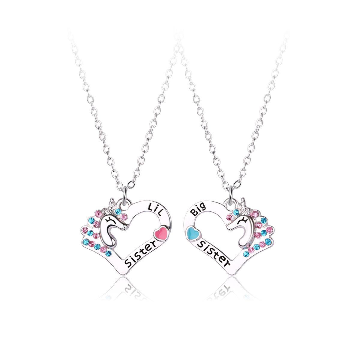 Cute Letter Heart Shape Alloy Inlay Rhinestones Kid'S Pendant Necklace display picture 6