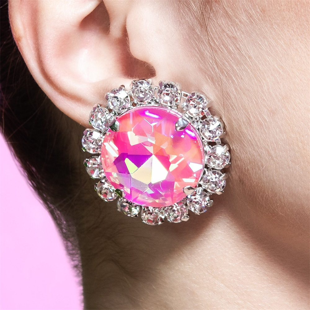 fuchsia crystal earings