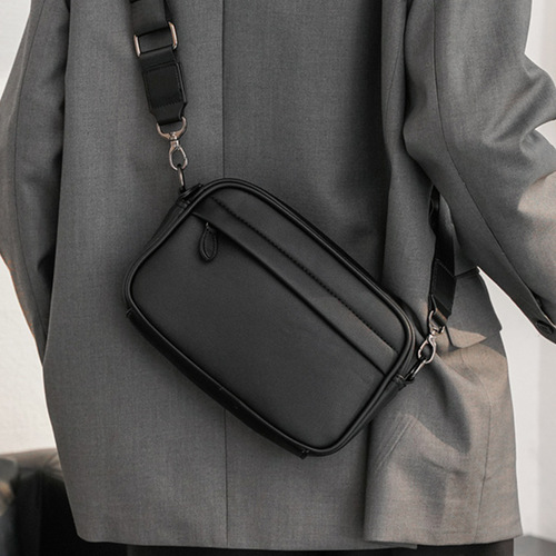 2024 Spring New PU Leather Korean Style Single Shoulder Diagonal Small Chest Bag Trendy Version Manufacturer Wholesale Men's Bag