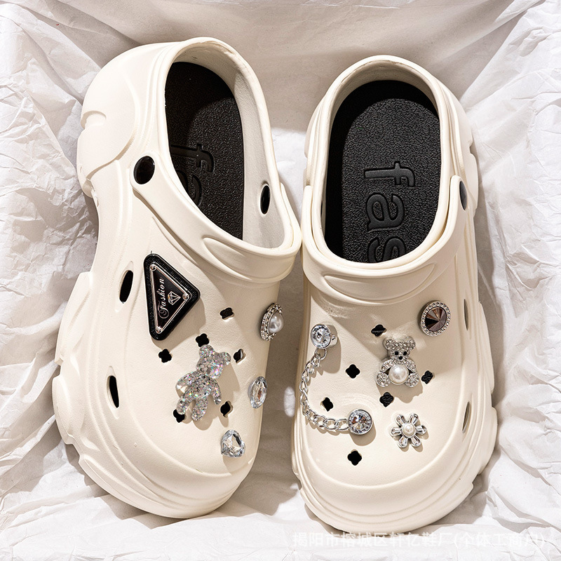 Eva Breathable Anti-Odor Clogs for Women in Summer, Closed-Toe Slippers with Thick Soles, Non-Slip Beach Height-Increasing Shoes for Outdoor Wear