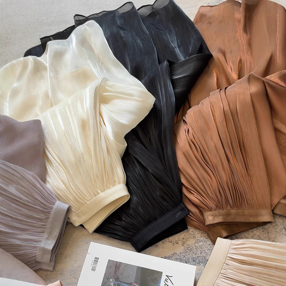Silky Soft Ice Silk Slimming Midi Skirt for Women Elegant Flowing Gauze Long Fairy Skirt Cool Refreshing Summer Style_ecoleips.com